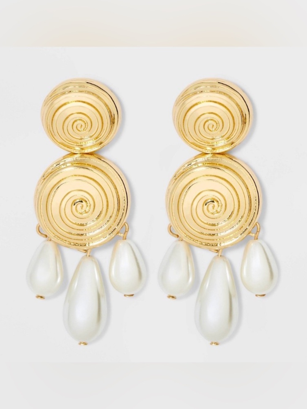 NWT SUGARFIX by BaubleBar Swirled Pearl Statement Earrings - Gold